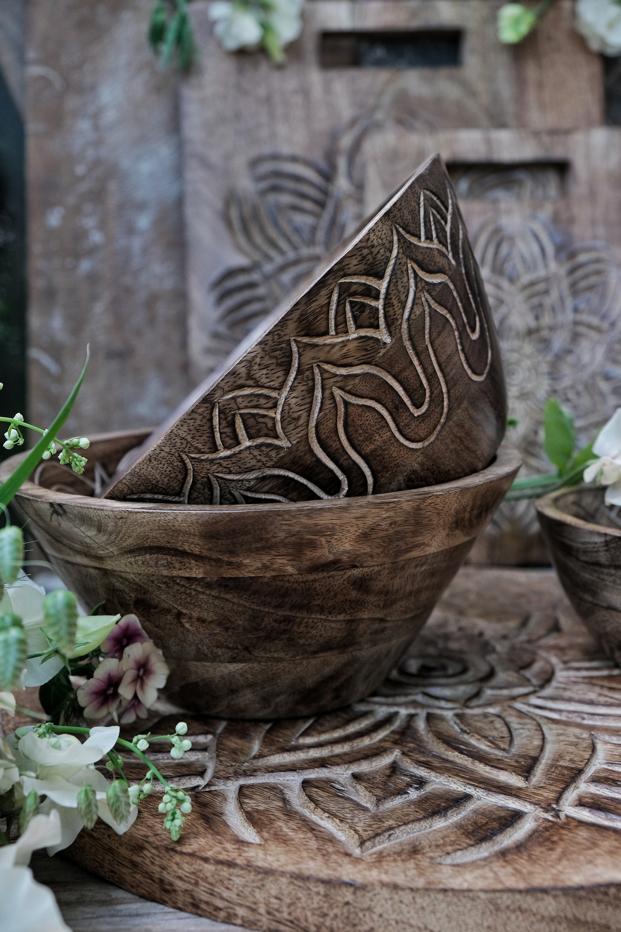 Fleur Holzschüssel Gross Mit Innengravur, Handarbeit