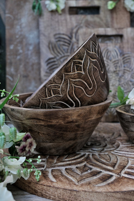 Fleur Holzschüssel Gross Mit Innengravur, Handarbeit