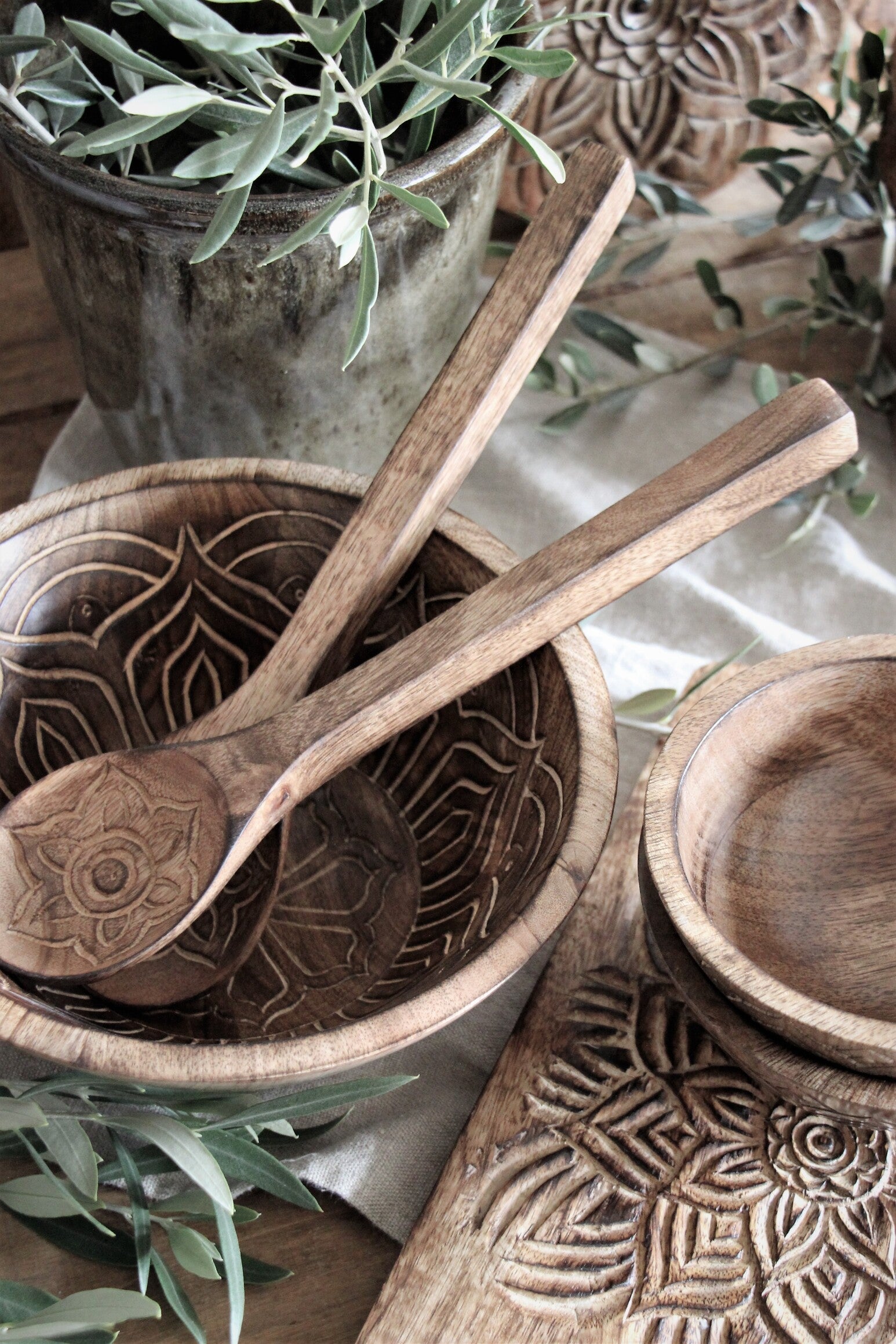 Fleur Holzschüssel Gross Mit Innengravur, Handarbeit