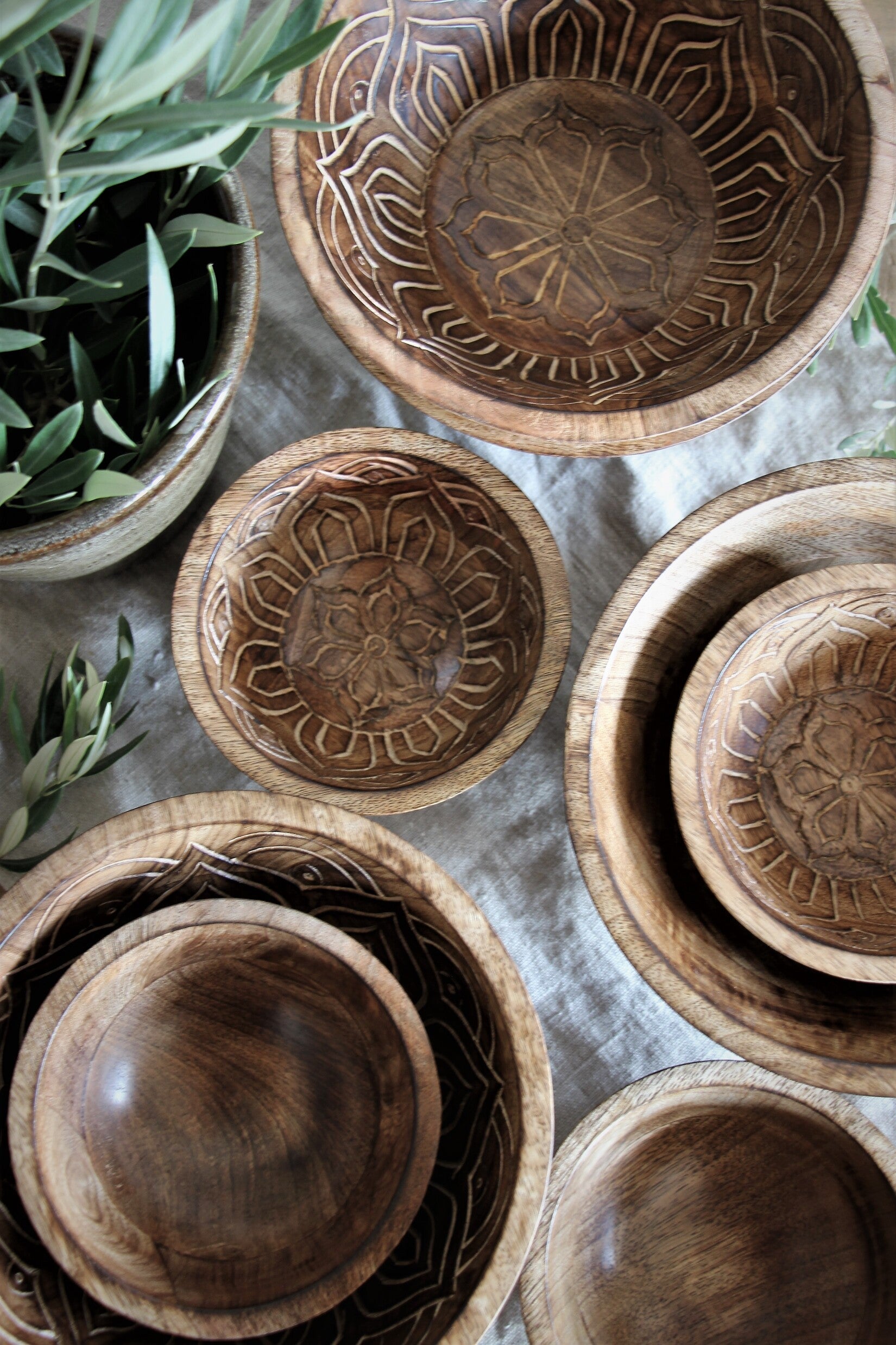 Fleur Holzschüssel Gross Mit Innengravur, Handarbeit