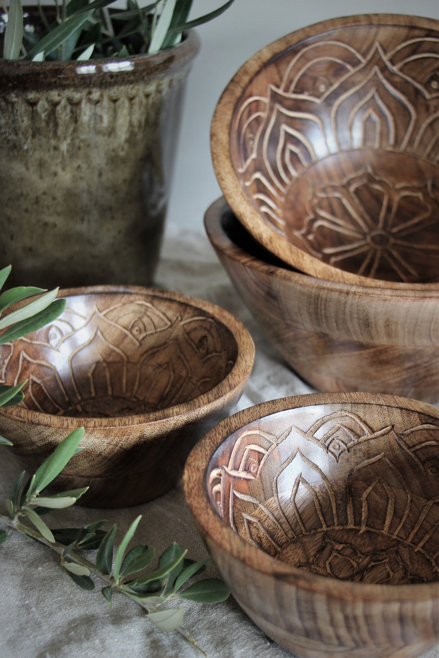 Fleur Holzschüssel Gross Mit Innengravur, Handarbeit
