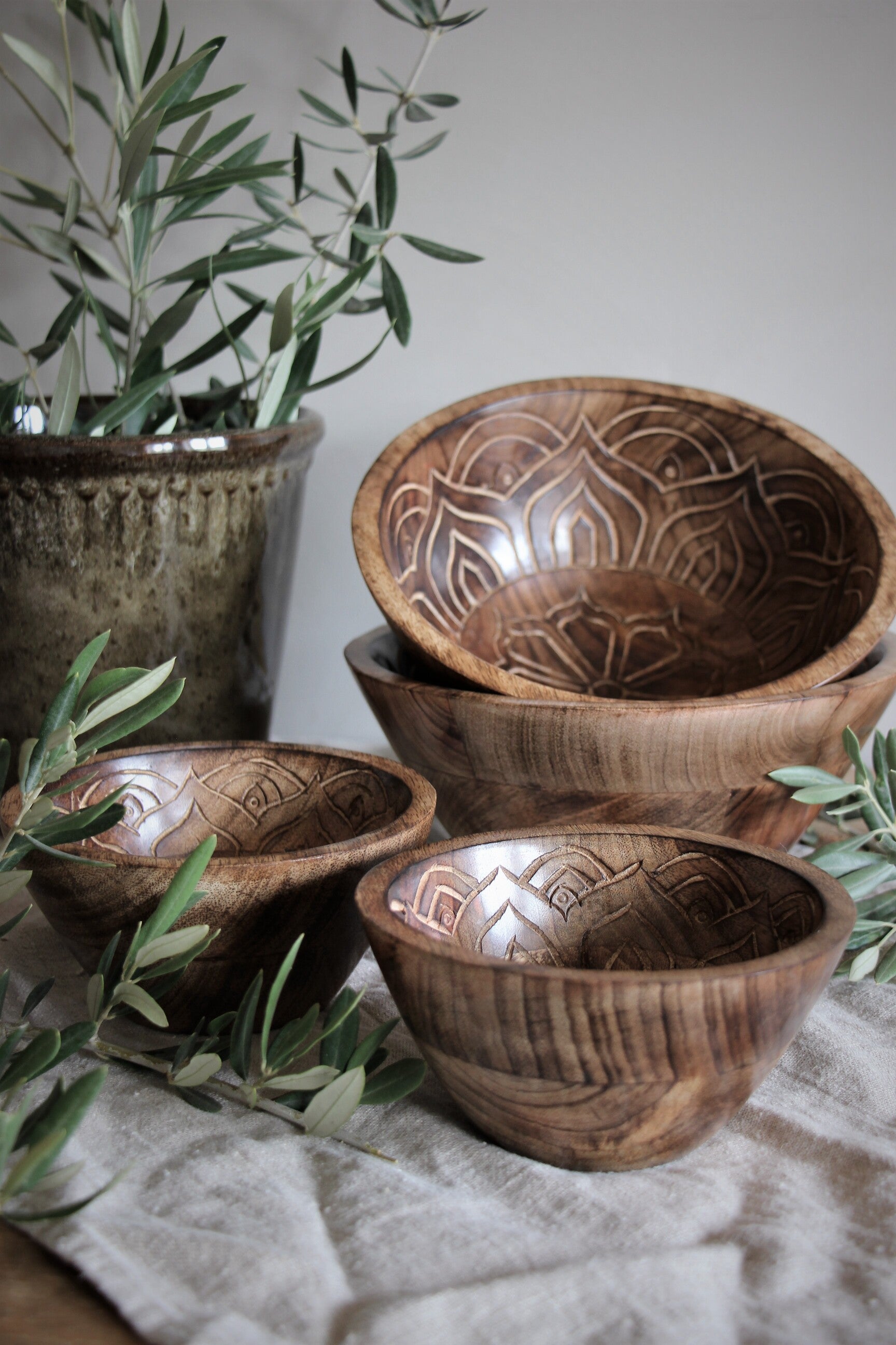 Fleur Holzschüssel Gross Mit Innengravur, Handarbeit
