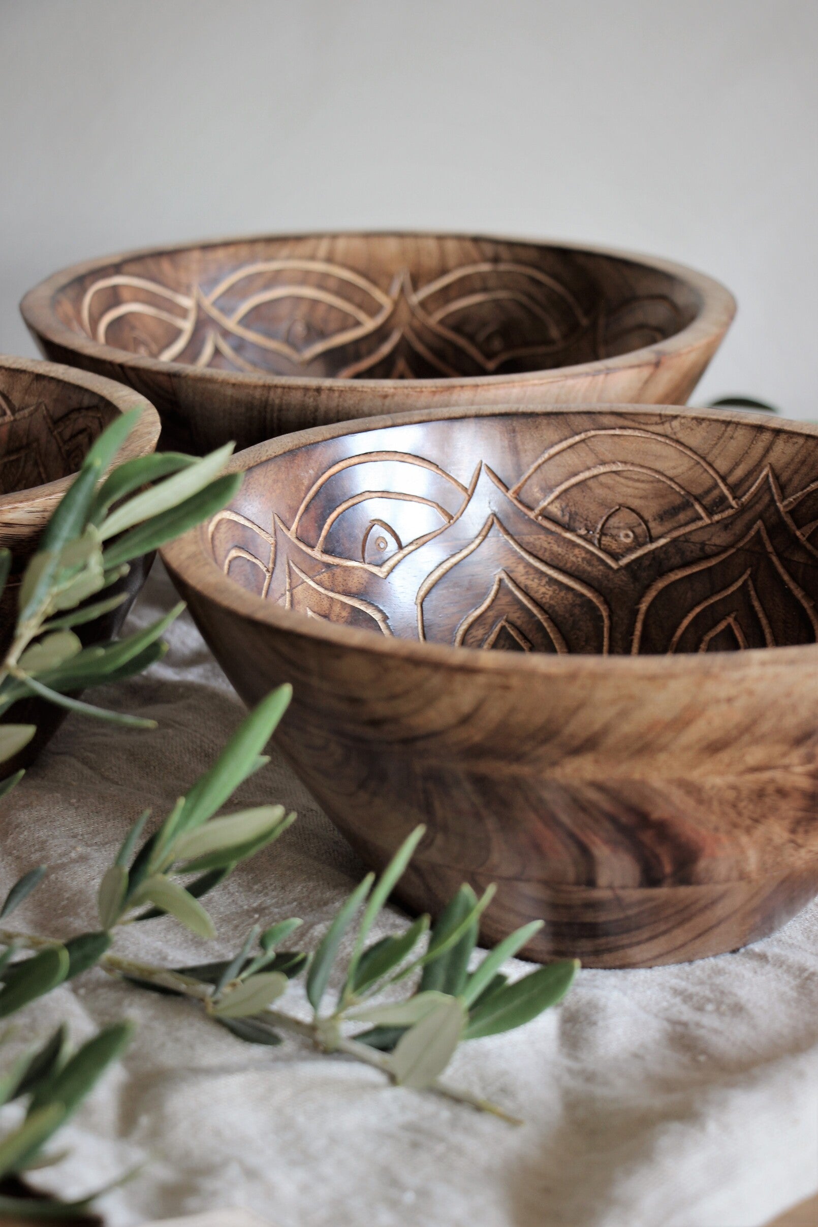 Fleur Holzschüssel Gross Mit Innengravur, Handarbeit