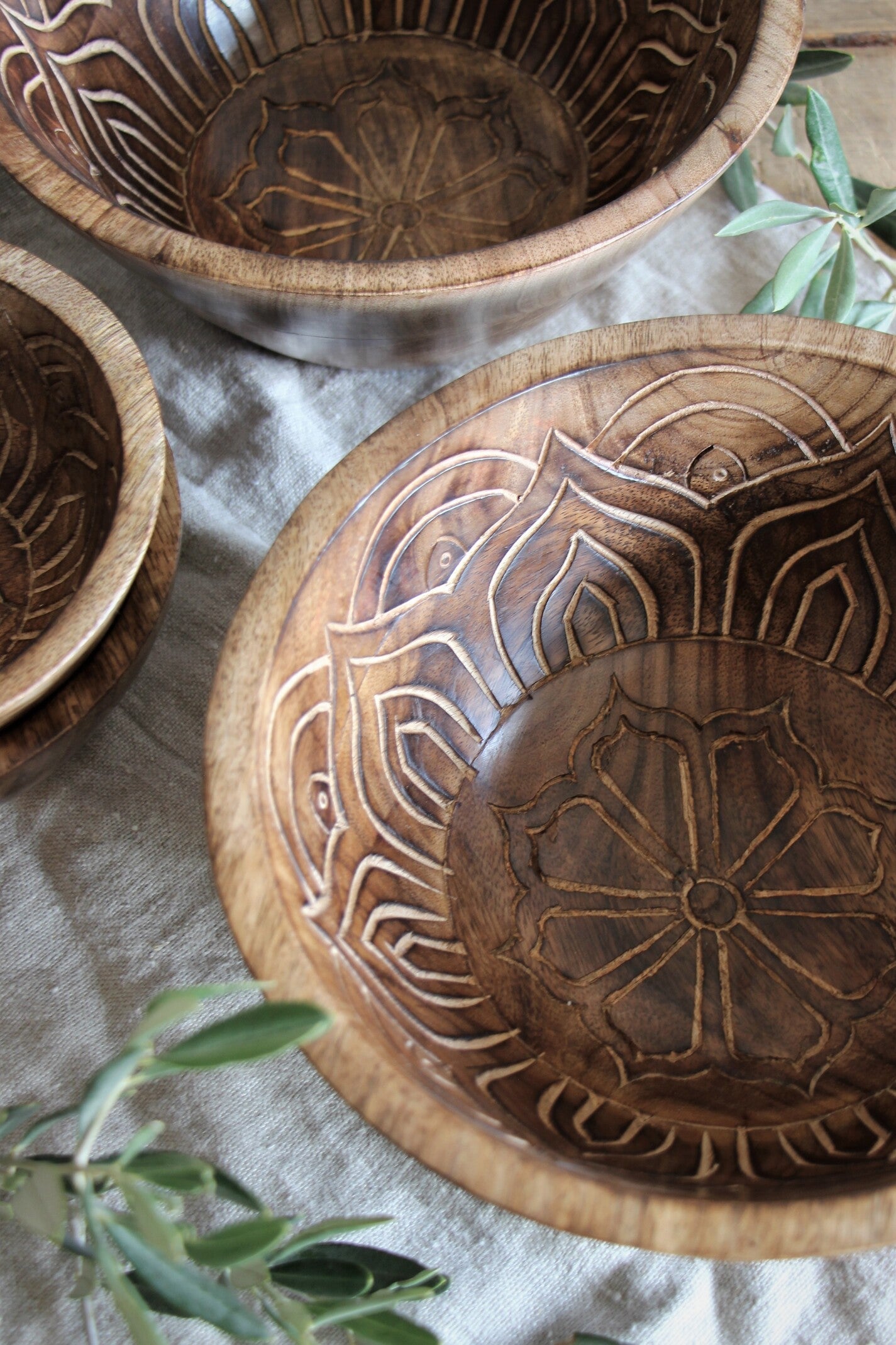 Fleur Holzschüssel Gross Mit Innengravur, Handarbeit
