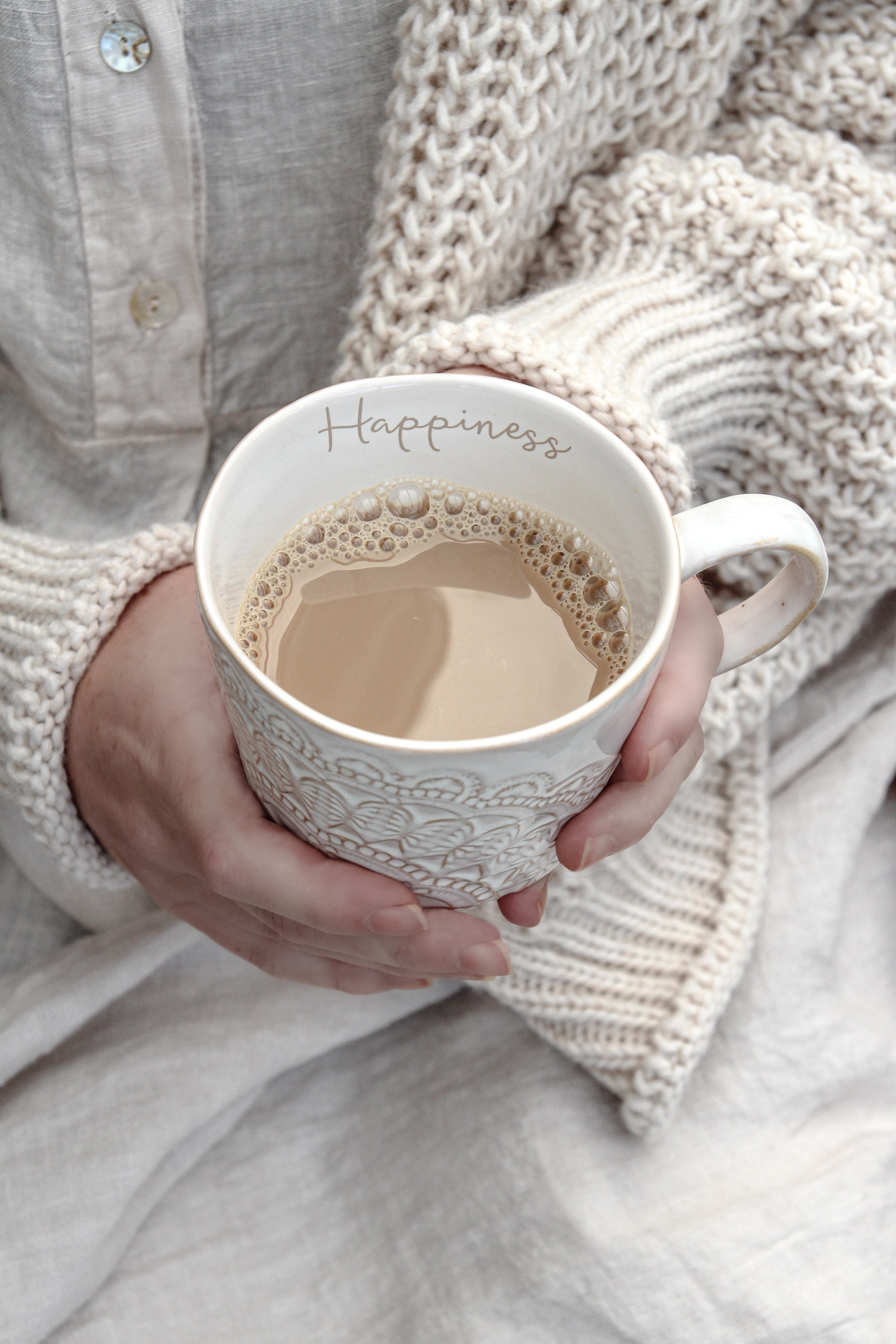 Happiness Mugg, Weiss