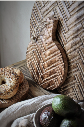 Fleur Schneidebrett Rund Gross, Handarbeit