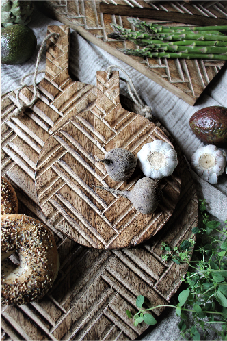 Fleur Schneidebrett Rund Gross, Handarbeit