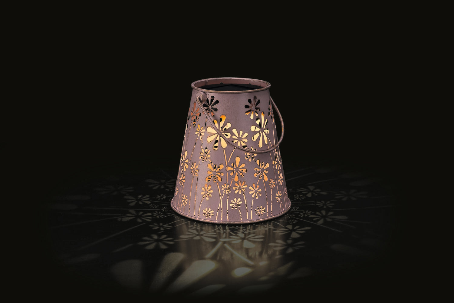 Solar Antic Laterne Blumenwiese Konisch